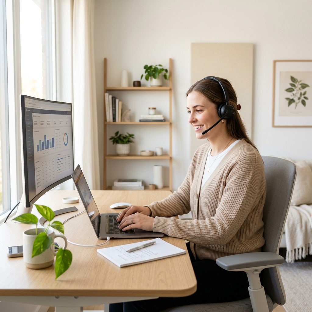 Professional virtual assistant working remotely